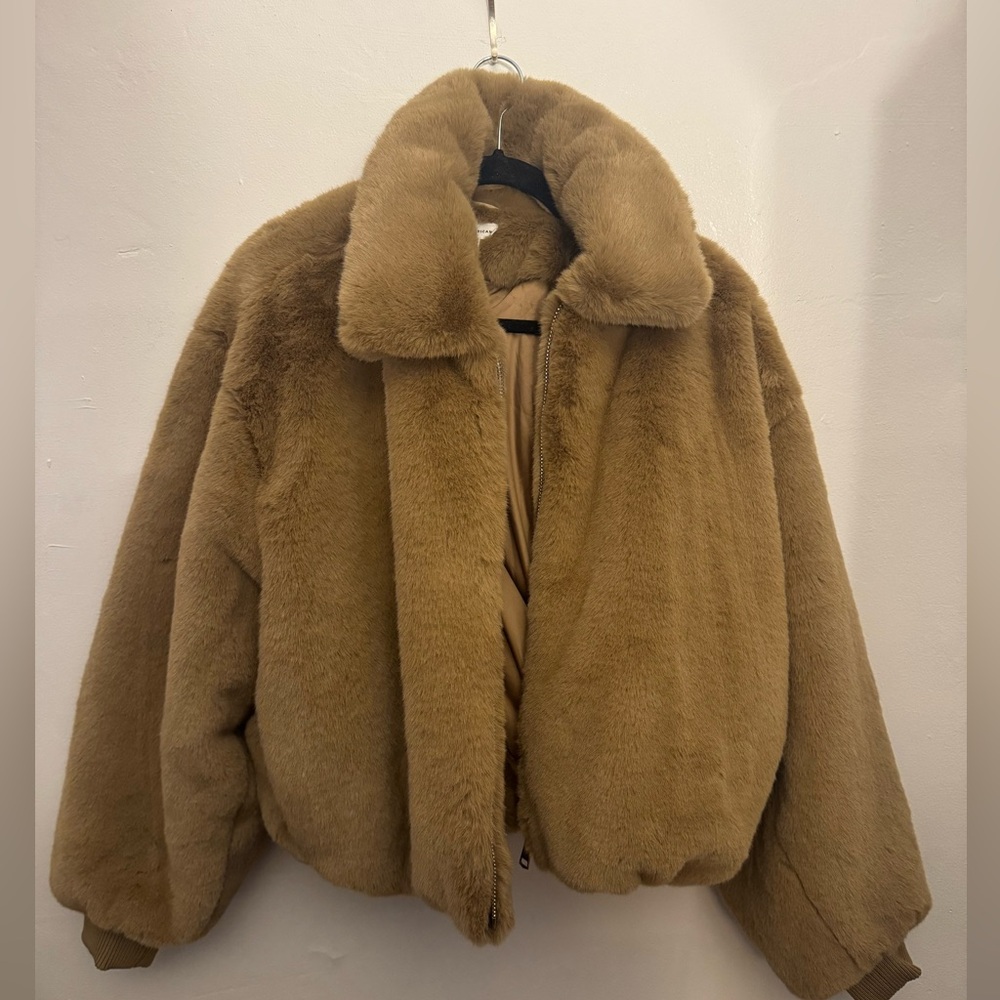 Good American Brown Faux Fur Jacket NEVER WORN